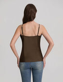 Women's Satin Camisole Top | Lace V-Neck Adjustable Straps