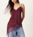 Women's Satin Lace Camisole | V-Neck Open-Back Tank Top