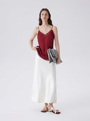 Women's Satin Silk Camisole | Lace Trim V-Neck Top