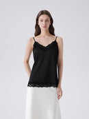 Women's Satin Camisole Top | Lace Trim V-Neck Cami