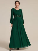 Women's Fall Maxi Mother of the Bride Dress | Long Sleeve