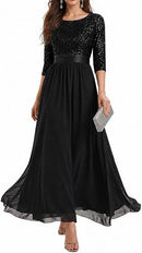 Women's Sequin Maxi Formal Dress | Fall Winter Evening Gown