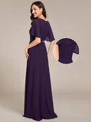 Women's Chiffon Formal Wedding Guest Dress | Floral Applique