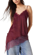 Women's Satin Lace Camisole | V-Neck Open-Back Tank Top
