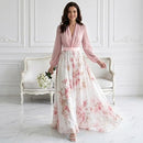 Women's Floral Boho Maxi Dress | Long Sleeve Chiffon