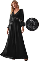 Women's Fall Long Sleeve Mother of the Bride Dress | Chiffon