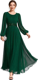Women's Fall Maxi Mother of the Bride Dress | Long Sleeve