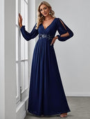 Women's Long Sleeve Mother of the Bride Dress | Formal Chiffon