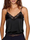 Women's Satin Camisole Top | Lace Trim V-Neck Cami