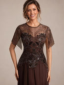 Women's Sequin A-Line Mother of the Bride Dress | Formal Maxi