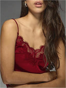 Women's Satin Lace Camisole | V-Neck Sleeveless Tank Top