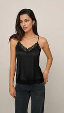Women's Satin Camisole Top | Lace Trim V-Neck Cami