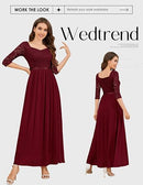 Women's 3/4 Sleeve Lace Maxi Dress | Bridesmaid & Mother of Bride