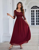 Women's 3/4 Sleeve Lace Maxi Dress | Bridesmaid & Mother of Bride