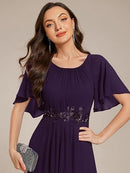 Women's Chiffon Formal Wedding Guest Dress | Floral Applique