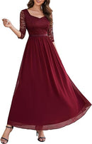 Women's 3/4 Sleeve Lace Maxi Dress | Bridesmaid & Mother of Bride