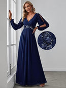 Women's Long Sleeve Mother of the Bride Dress | Formal Chiffon