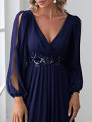 Women's Long Sleeve Mother of the Bride Dress | Formal Chiffon