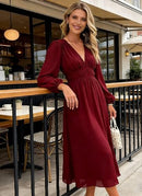 Women's Floral Maxi Dress | Long Sleeve V-Neck Boho Dress