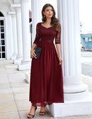 Women's 3/4 Sleeve Lace Maxi Dress | Bridesmaid & Mother of Bride