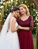 Women's 3/4 Sleeve Lace Maxi Dress | Bridesmaid & Mother of Bride
